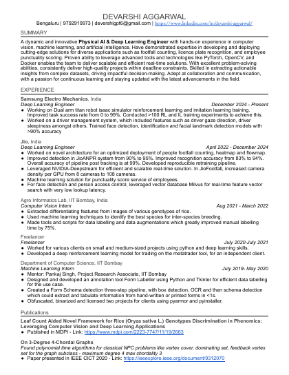 Preview of Devarshi Aggarwal CV PDF